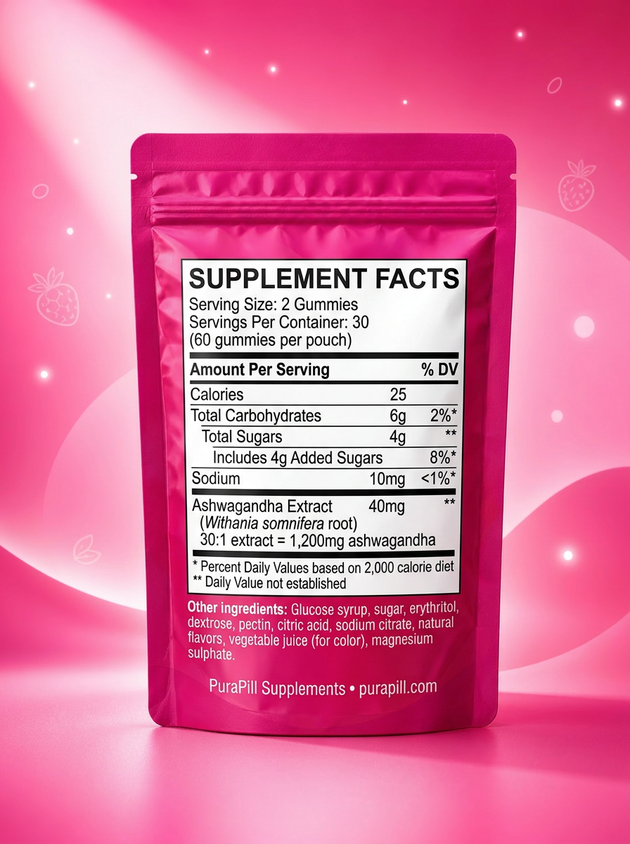 PuraPill pouch back showing supplement facts